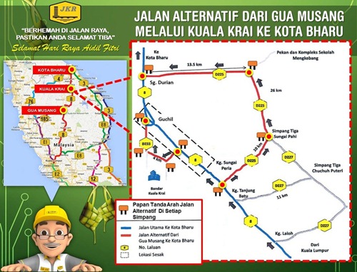 Laluan Alternatif Balik Raya Ke Pantai Timur (Kelantan, Terengganu dan