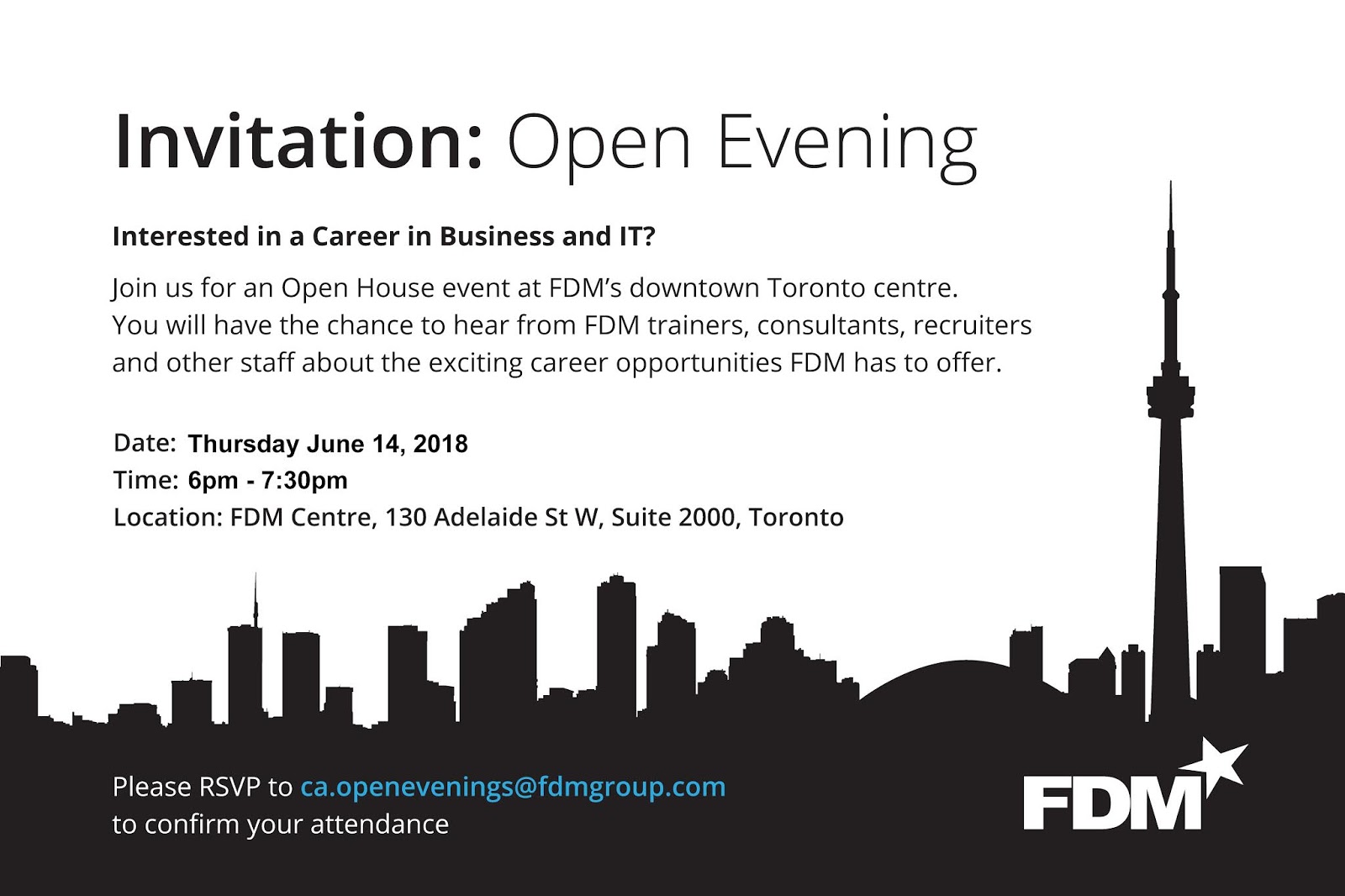 FDM Group Open Evening Thursday June 14 in Toronto