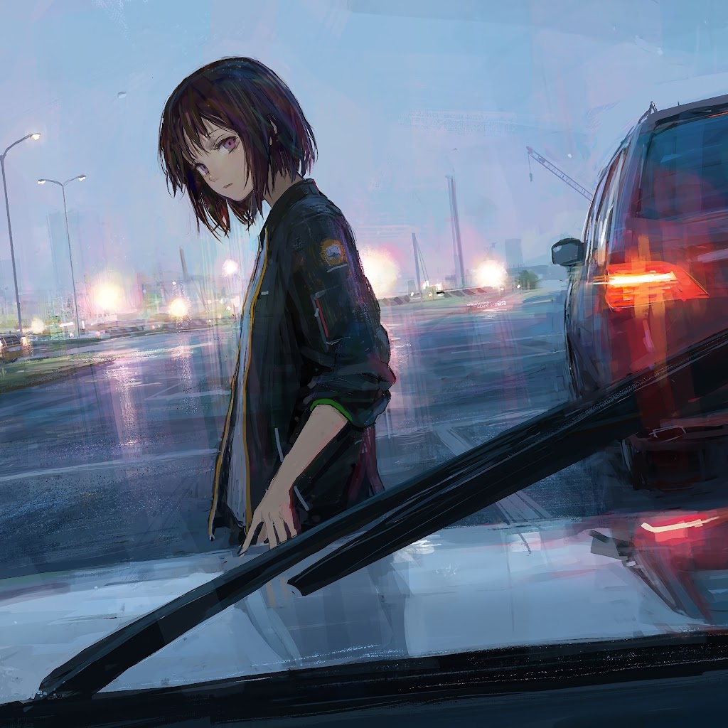 Anime, Girl, Cars, 4K, #69 Wallpaper PC Desktop
