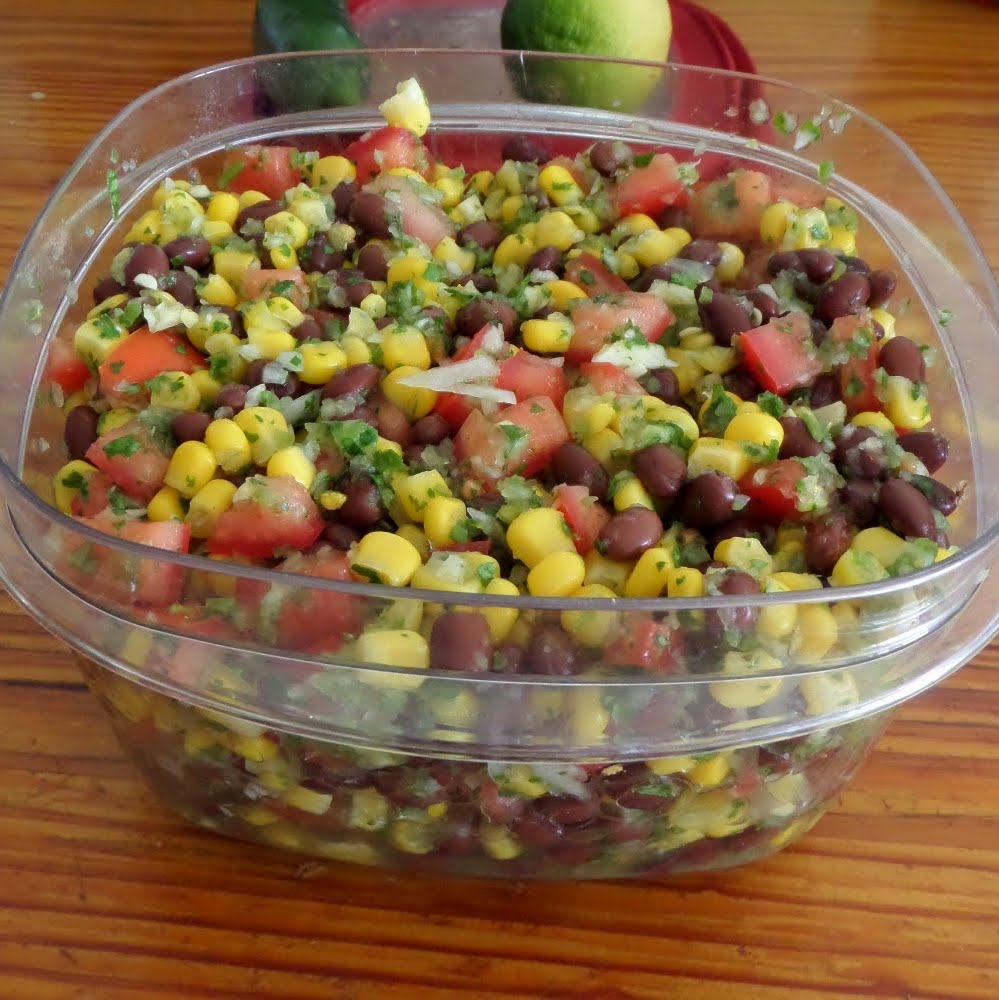 Black Bean and Corn Salsa:  Delicious salsa packed with healthy black beans and corn.  Great as a gameday snack, with tacos, or anytime.