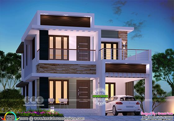 1756 sq-ft 3 bedroom flat roof style house