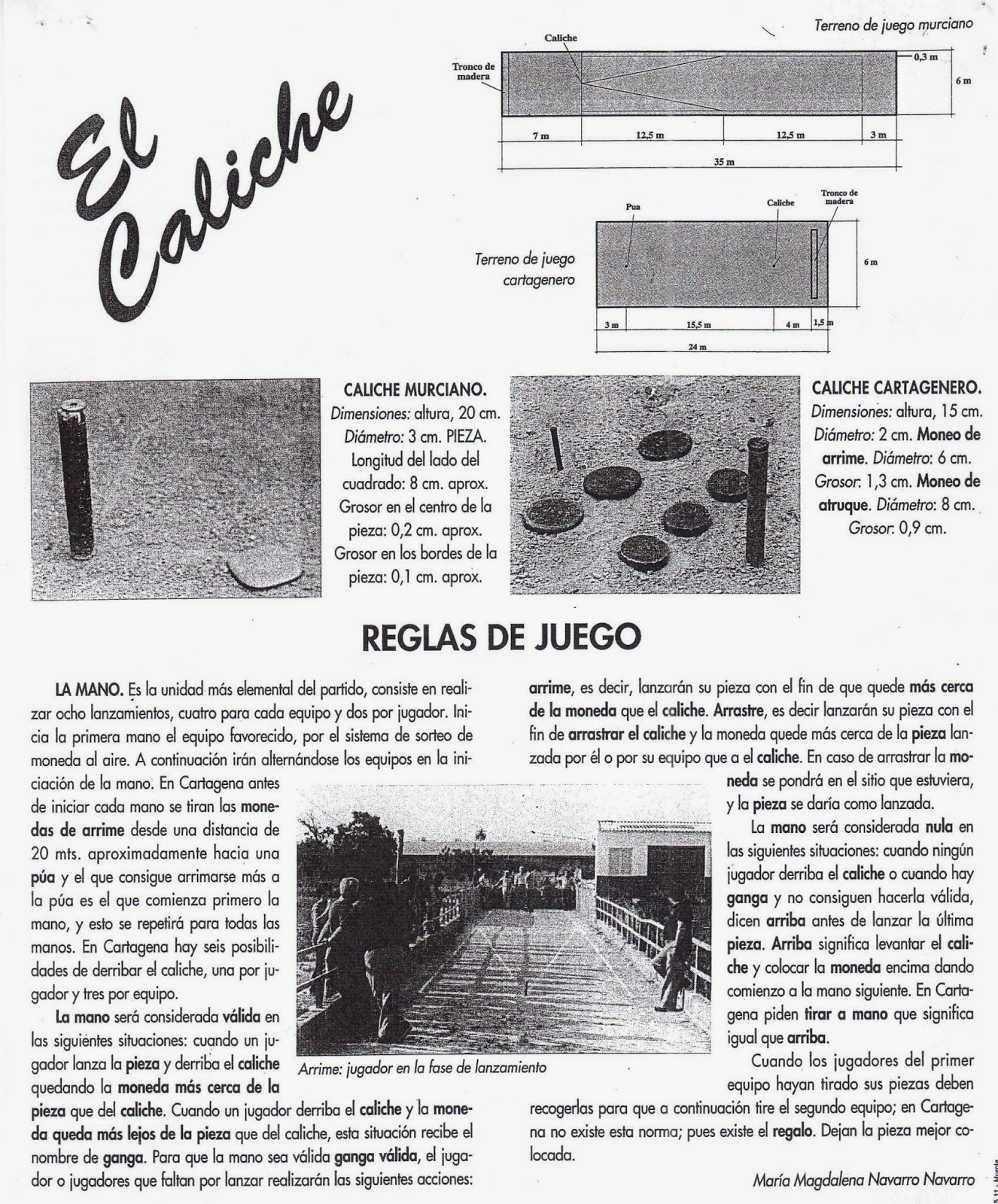 Juegos y deportes tradicionales Región de Murcia: Caliche