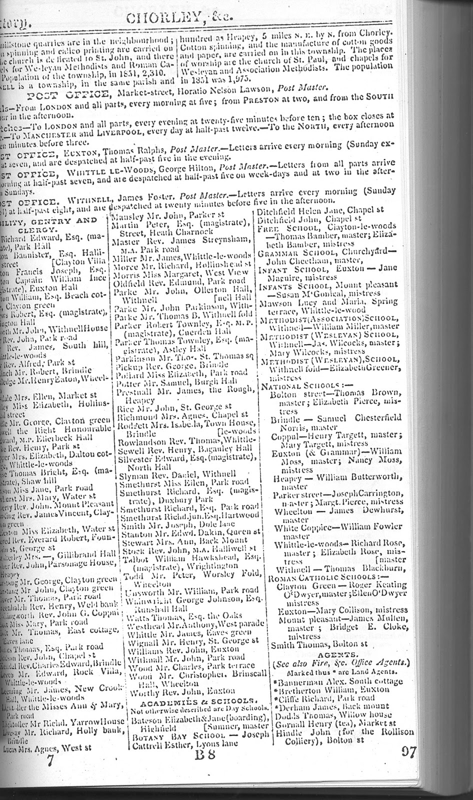 Chorley Commercial & Trade Directories 1858 Slater's Directory