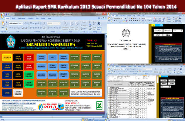 Aplikasi Raport SMA Kurikulum 2013 dengan Microsoft Excel Sesuai Permendikbud No 104 Tahun 2014