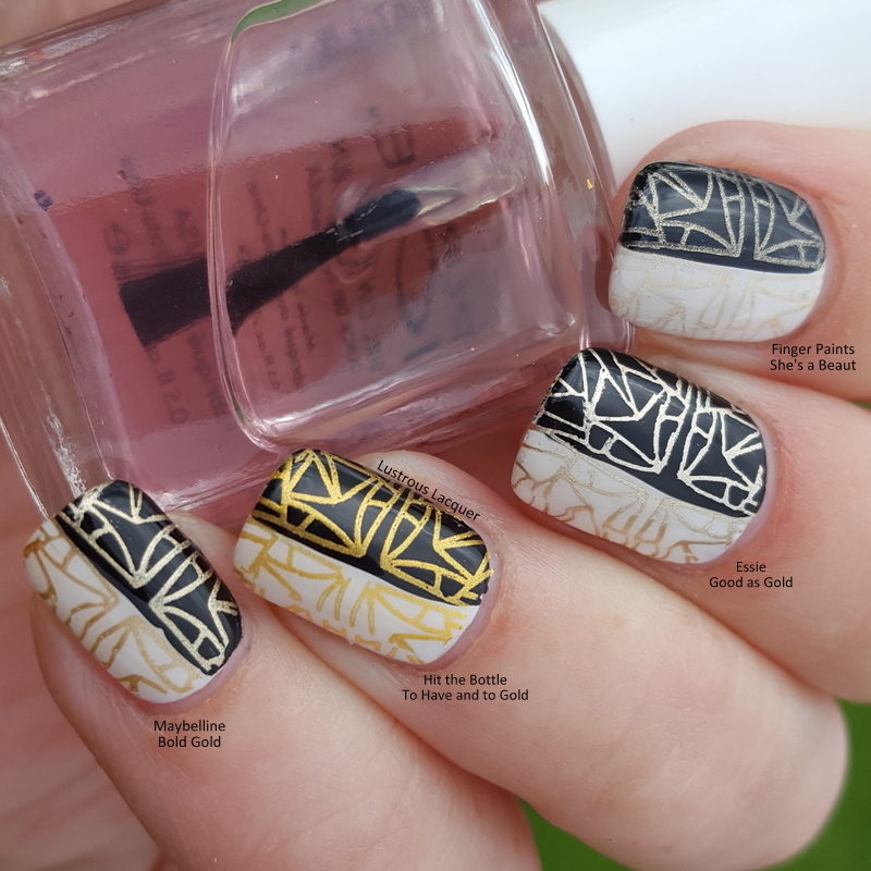 Gold Nail Polish Stamping Comparison Lustrous Lacquer