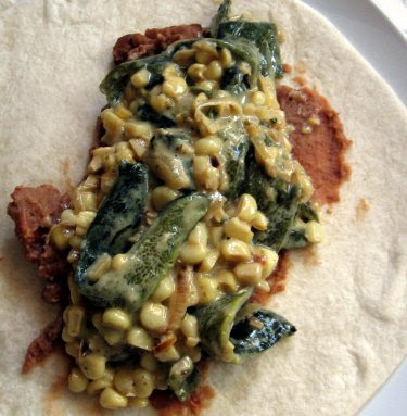 burrito with rajas poblanas