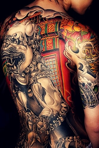 Stunning Japanese 3D work tattoo on full back