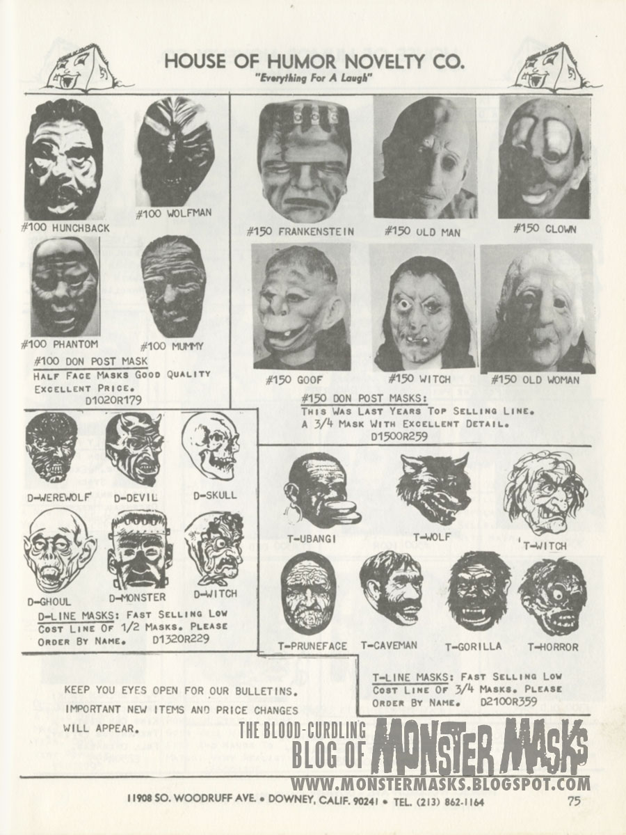 Masks of the 1974-75 House of Humor Catalog | Blood Curdling Blog of ...