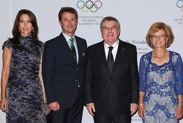 Crown Princess Mary and Crown Prince Frederik at a dinner for Rio 2016 Olympic Games. Prince Albert