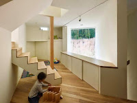 Triangular House in Muko Design with 1 Large Room and Mezzanine by Fujiwara Architects