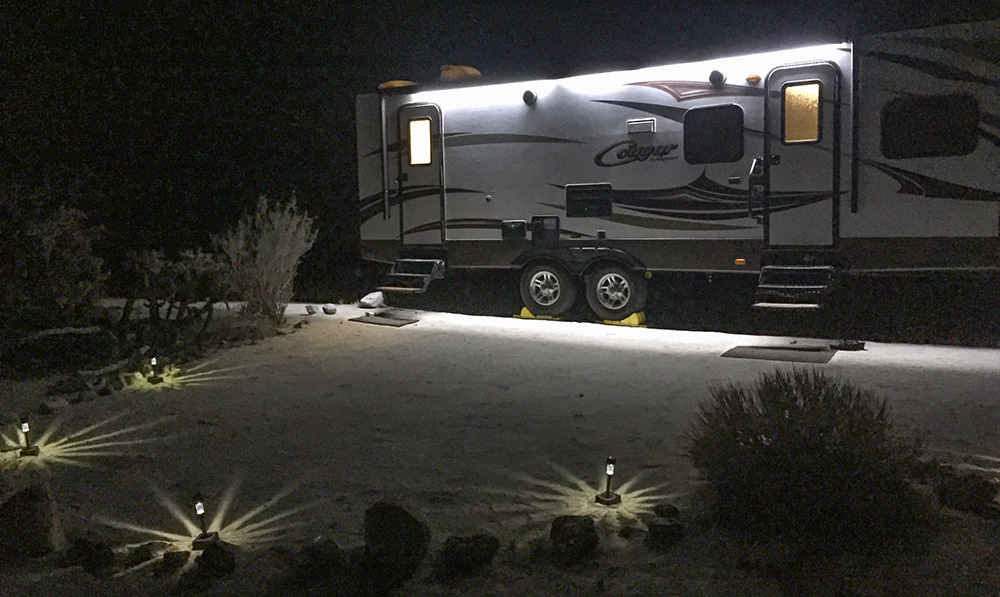 using LED lights on RV for boondocking camping off the grid camping