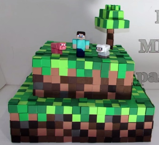 E.V.A. Moldes e Idéias: Como fazer bolo fake Minecraft