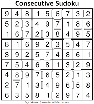 Answer of Consecutive Sudoku (Fun With Sudoku #108)