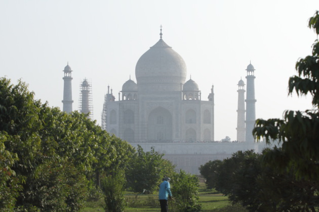 Hazy Taj Mahal view from Mehtab Bagh, Agra