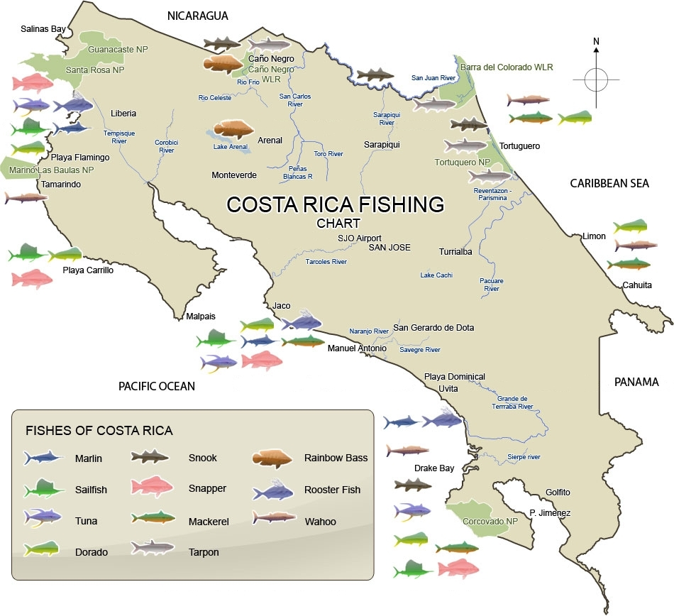 Рыболовная карта Коста-Рики
