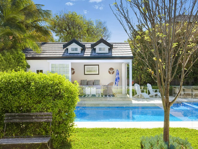 Hampton style pool house in Sydney - Driftwood Interiors Blog