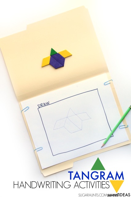 Work on handwriting skills using tangrams to address the visual perception skills needed for written work.