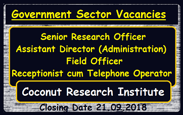 Vacancies @ Coconut research Institute