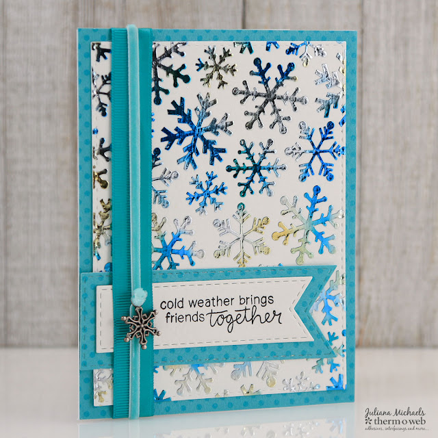 Friends and Snowflakes Card by Juliana Michaels featuring Therm O Web Deco Foil Transfer Gel
