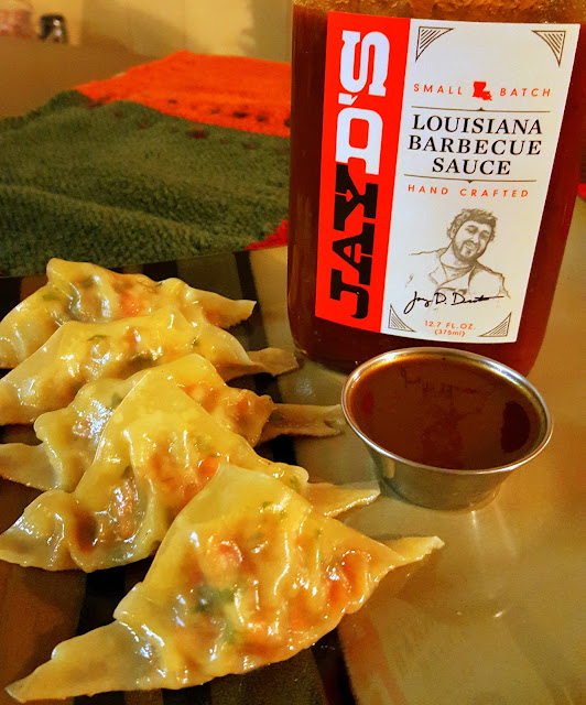 37 Cooks Shrimp Potstickers featuring Jay D’s Louisiana Barbecue Sauce