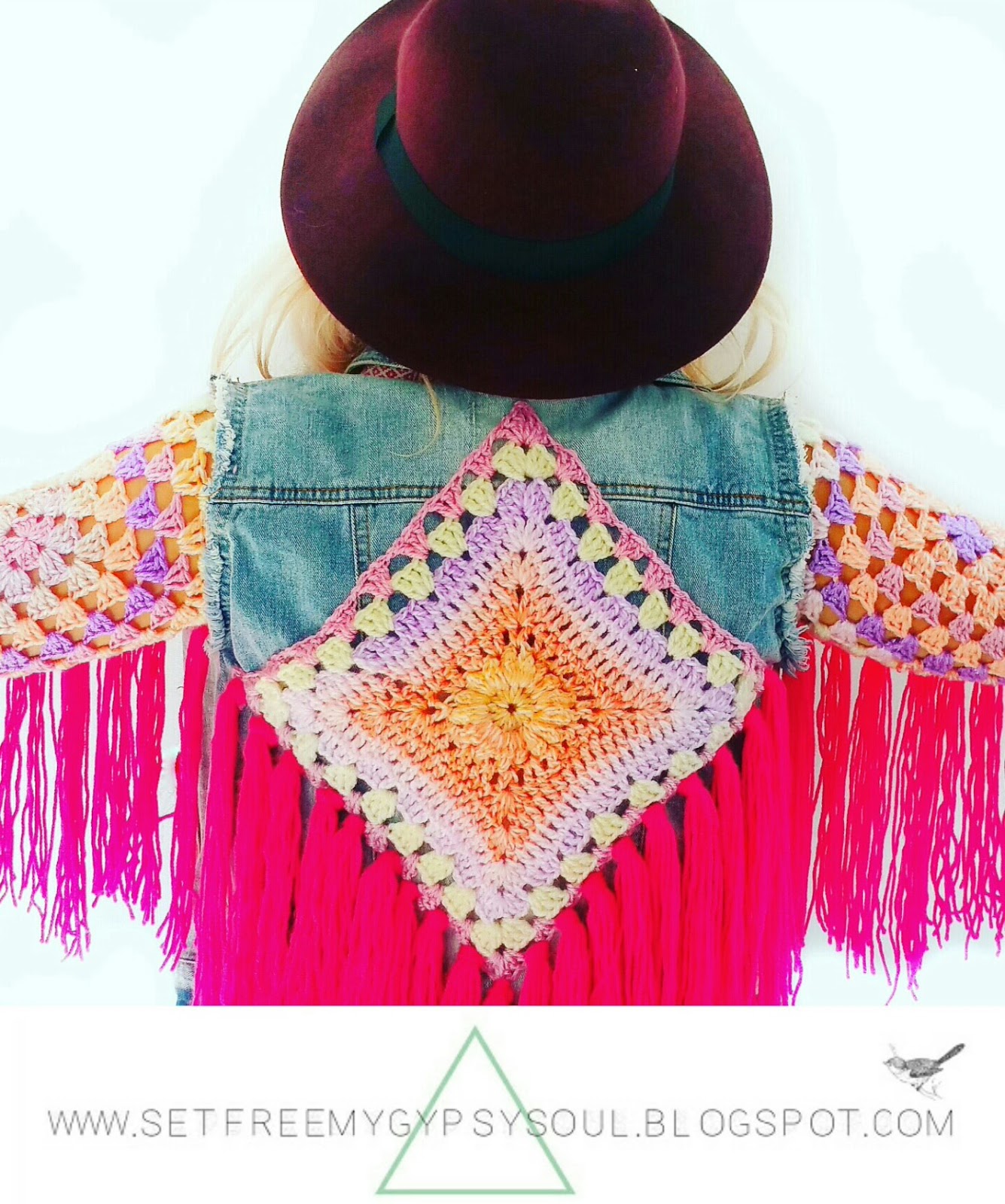 colorful crochet cardigan with fringe