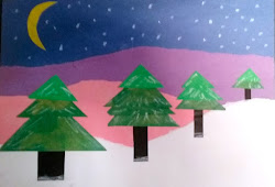 winter lesson themed easy collage tree evergreen painting cool examples november education