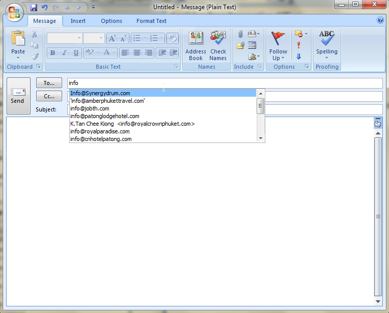 จัดการ Email Address Auto Complete ในโปรแกรม Outlook ง่ายๆ Phuketi