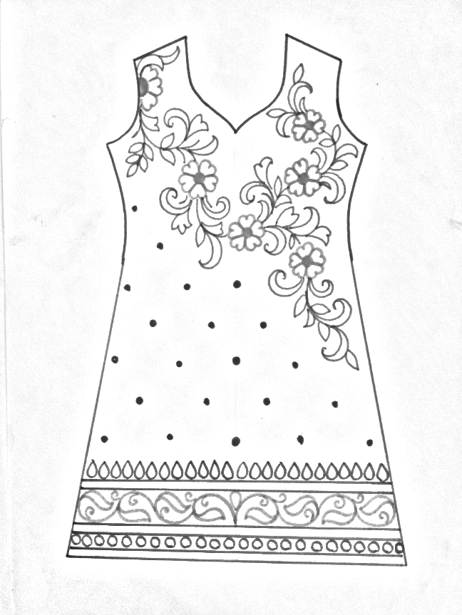 Embroidery salwar kameez pencil sketches on paper Draw