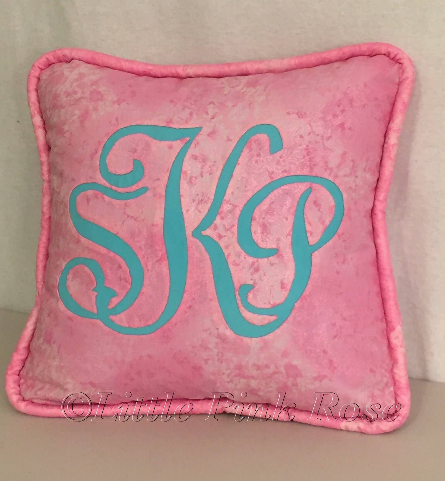 Little Pink Rose Quilting Sewing Custom Monogrammed Pillow A