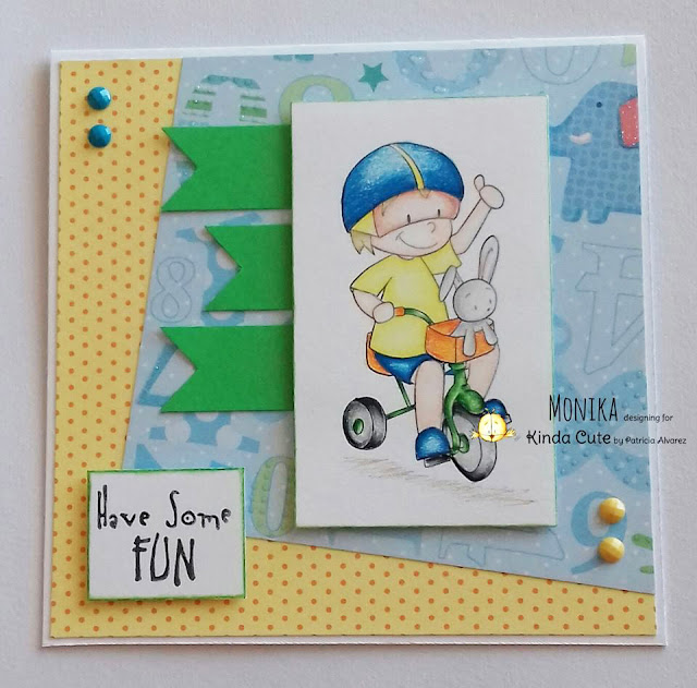 card for boy with a boy on a tricycle 