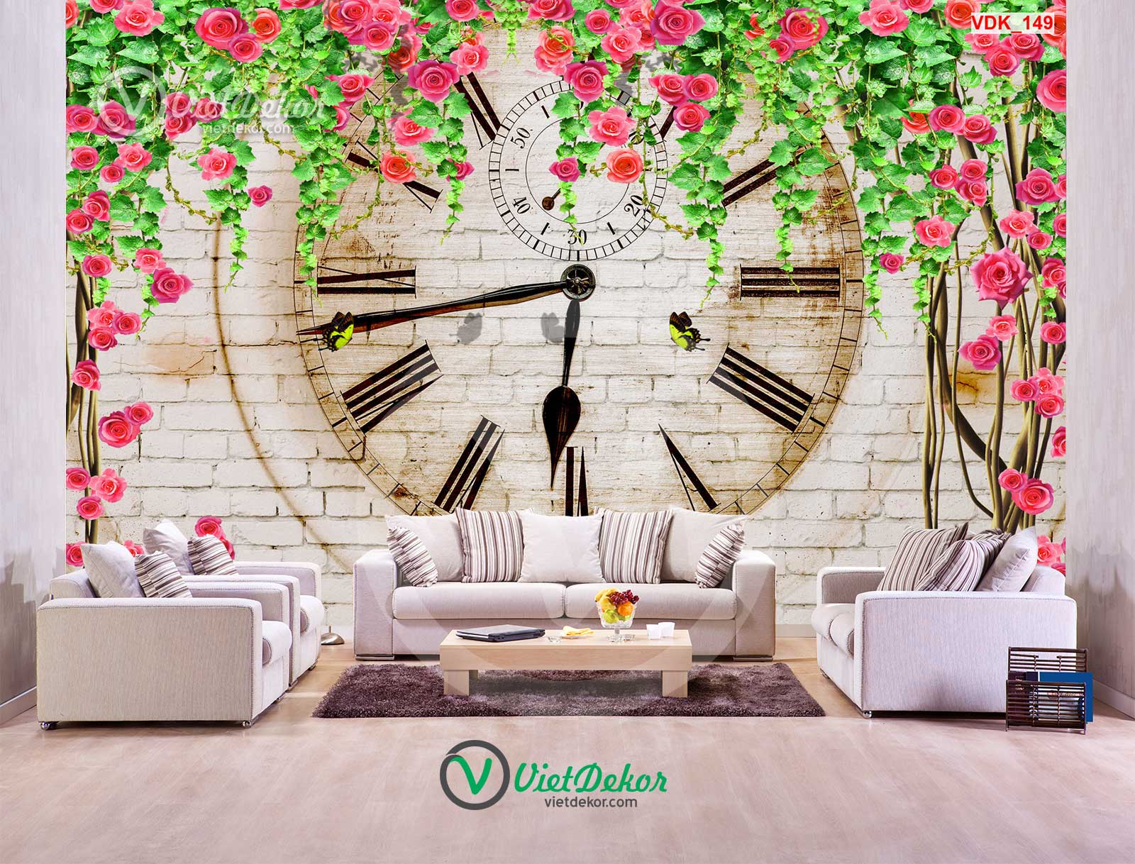 Giấy Dan Tường Hoa Hồng Continental Damascus 3d193