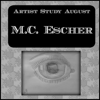 M.C. Escher artist study on the Virtual Refrigerator, an art link-up hosted by Homeschool Coffee Break @ kympossibleblog.blogspot.com #art #VirtualFridge