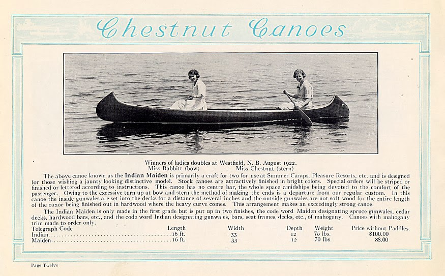 Wooden Canoes and More Chestnut Indian Maiden canoe