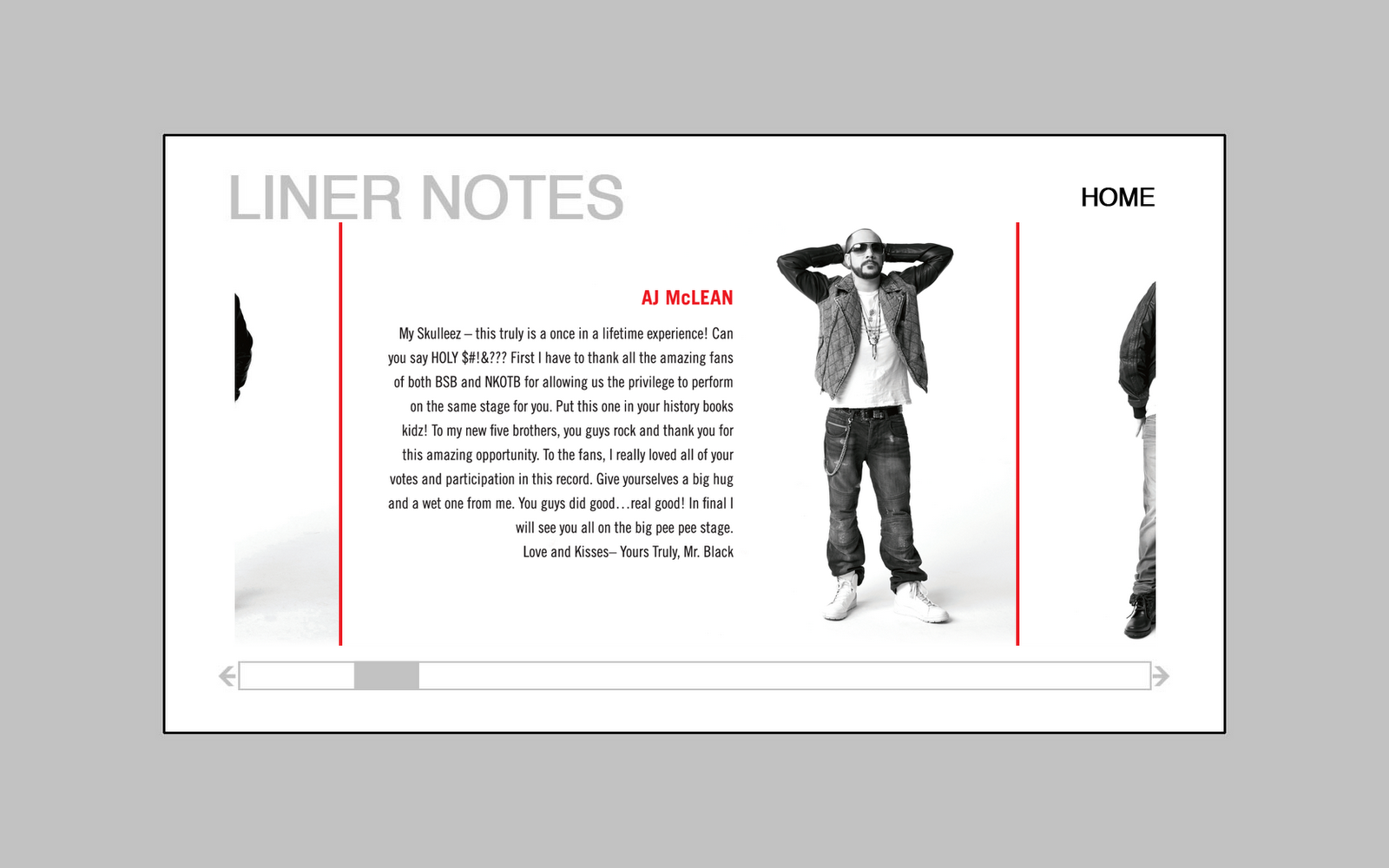 AJ's NKOTBSB Album Liner Note ~ AJ McLean News