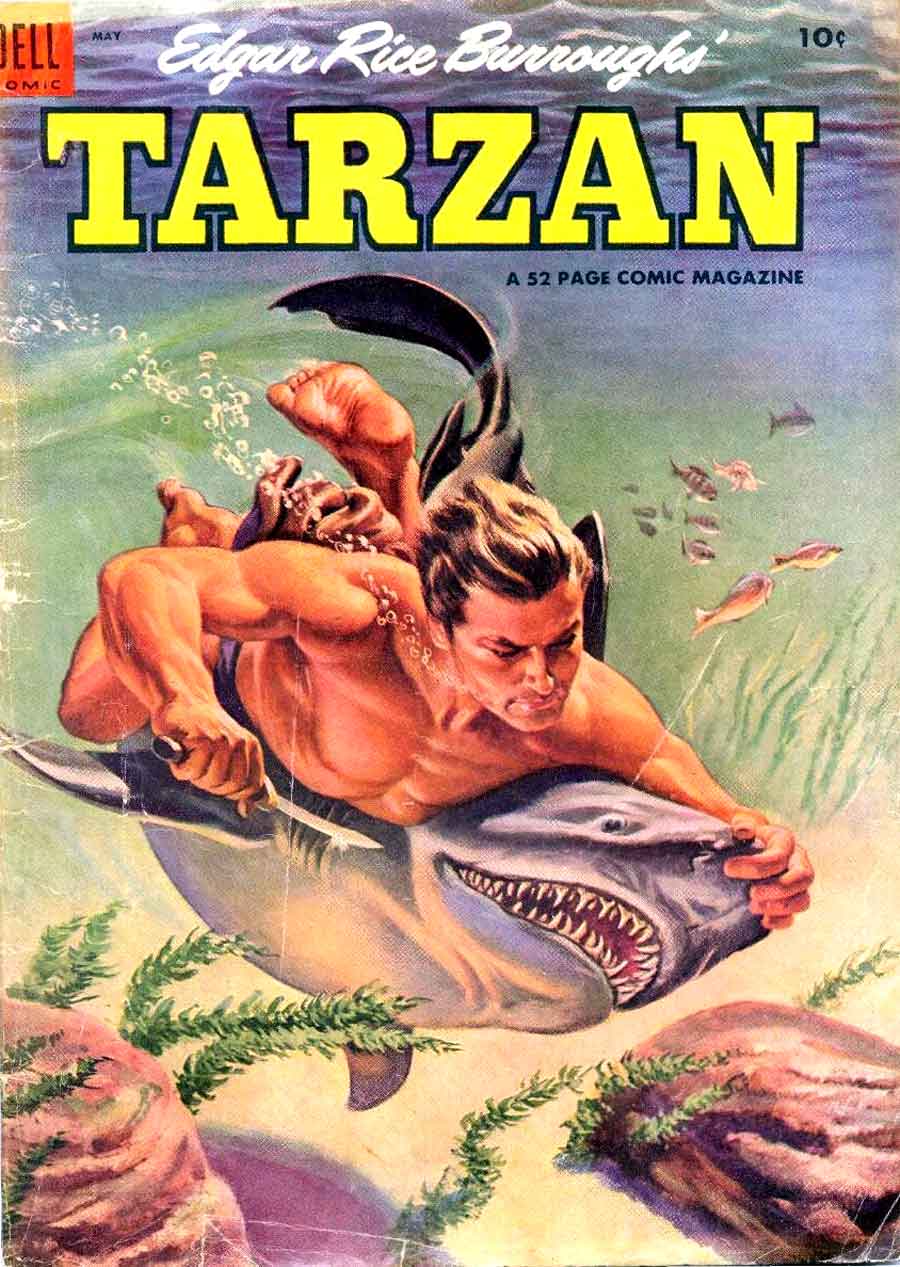 Tarzan #56 golden age dell comic book cover from 1954