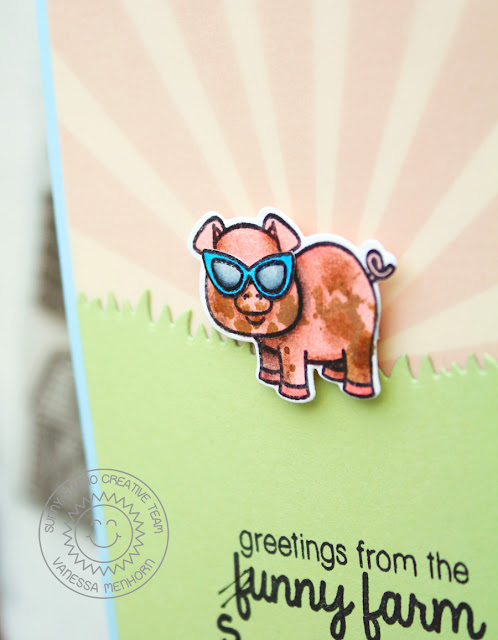 Sunny Studio Stamps: Barnyard Buddies Sunny Farm Piggy Card by Vanessa Menhorn