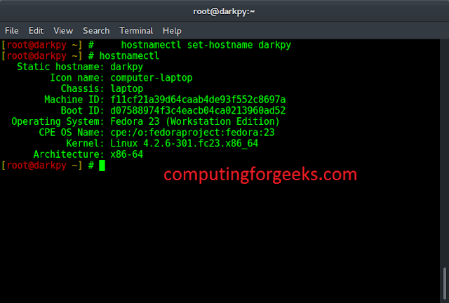 Top Things to do after fresh installation of CentOS 7.x minimal 2 hostnamectl