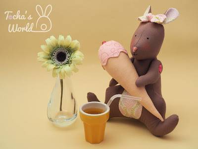 rabbits, bunnies, tilda, stuffed toy, cotton, Lewis & Irene, spring, easter, first day of spring, ice cream cone,