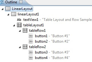 Android TableLayout Outline View