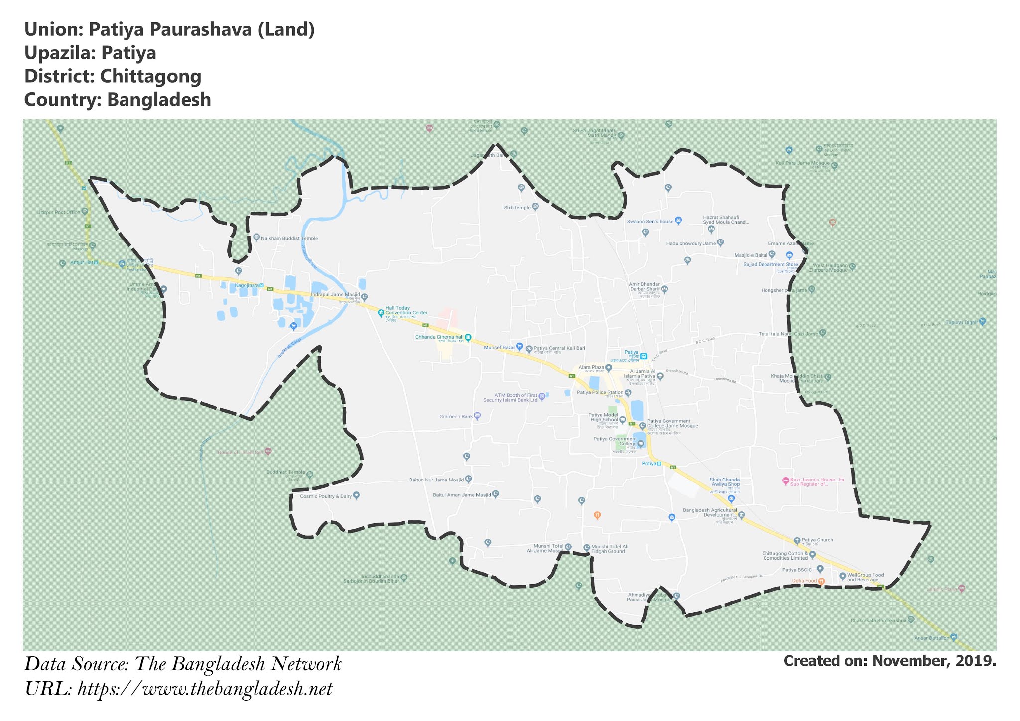 Map of Patiya Paurashava of Patiya Upazila Map of Patiya Paurashava of Chittagong, Bangladesh.