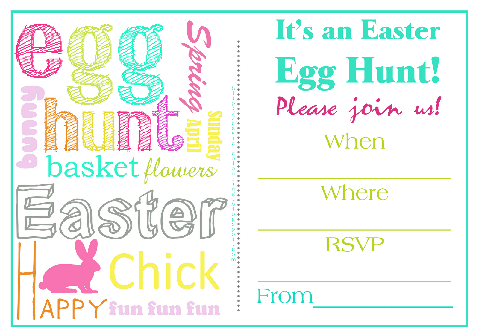 EASTER COLOURING Easter Egg Hunt Invitations