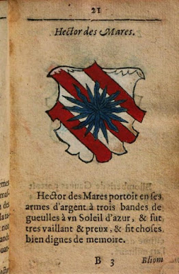 La Devise des armes des chevaliers de la table ronde... Auec la description de leurs Armoiries - page 21 . par Benoist Rigaud, 1590 - Google Books (https://books.google.fr/)