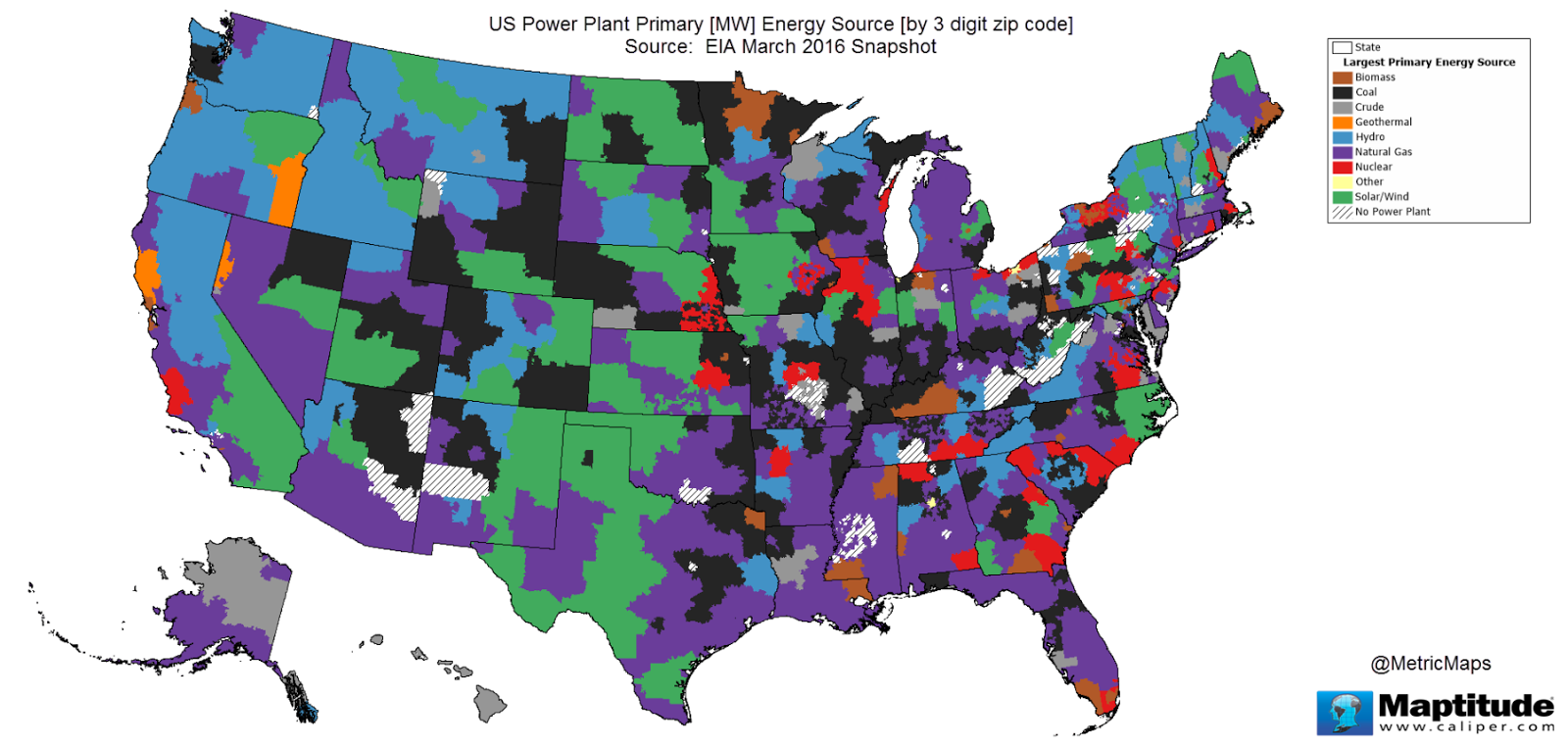 USA power plant primary energy source