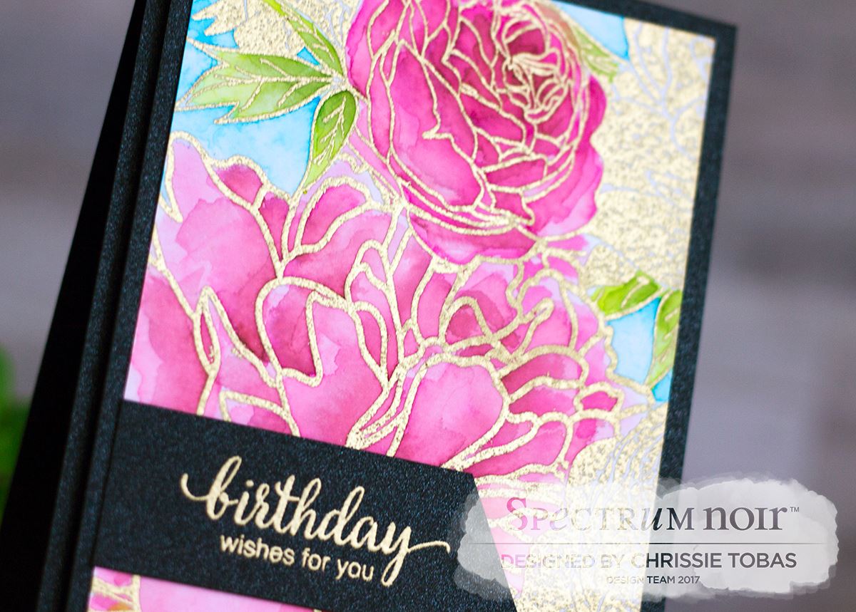 Harvest Moon Papiere Gold Embossing with Aqua Markers!