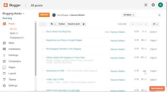 Blogger Dashboard Blogger Dashboard
