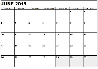 Free Printable Calendar June 2018