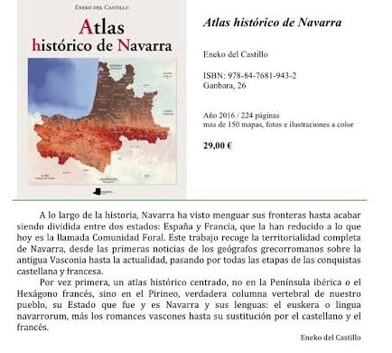 INVITACIÓN A LA PRESENTACIÓN DEL LIBRO "ATLAS HISTÓRICO DE NAVARRA" DE ENEKO DEL CASTILLO