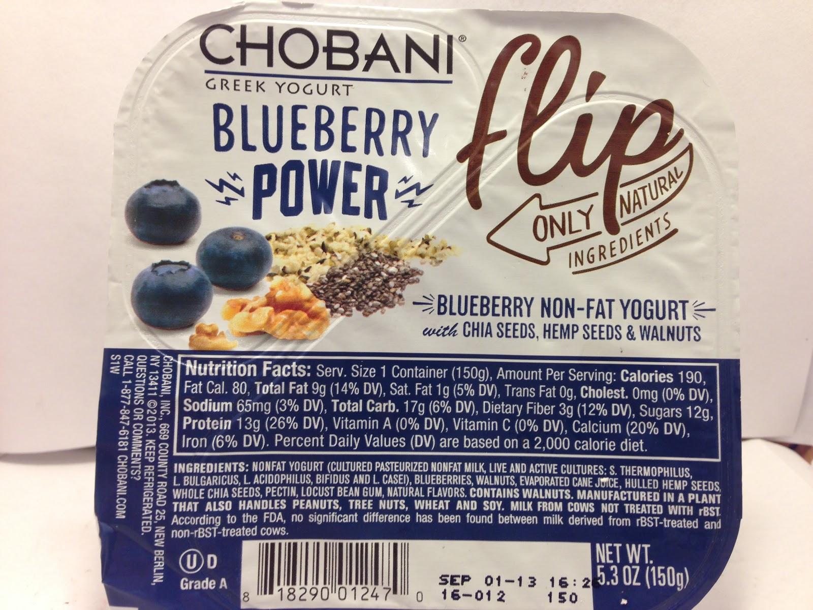 Crazy Food Dude: Review: Chobani flip Blueberry Power Greek Yogurt