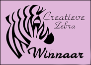 Prijs gewonnen  bij de Creatieve Zebra
