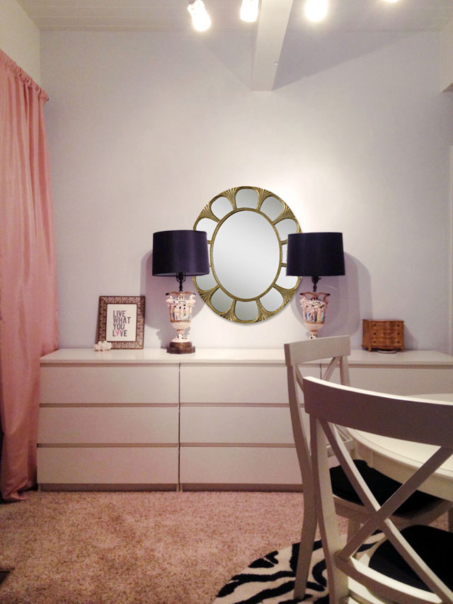vanity table and vintage italian lamps